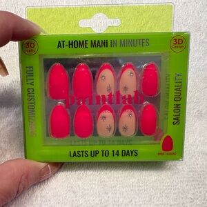 Paintlab Pink Almond Shape  Press-On Nails New